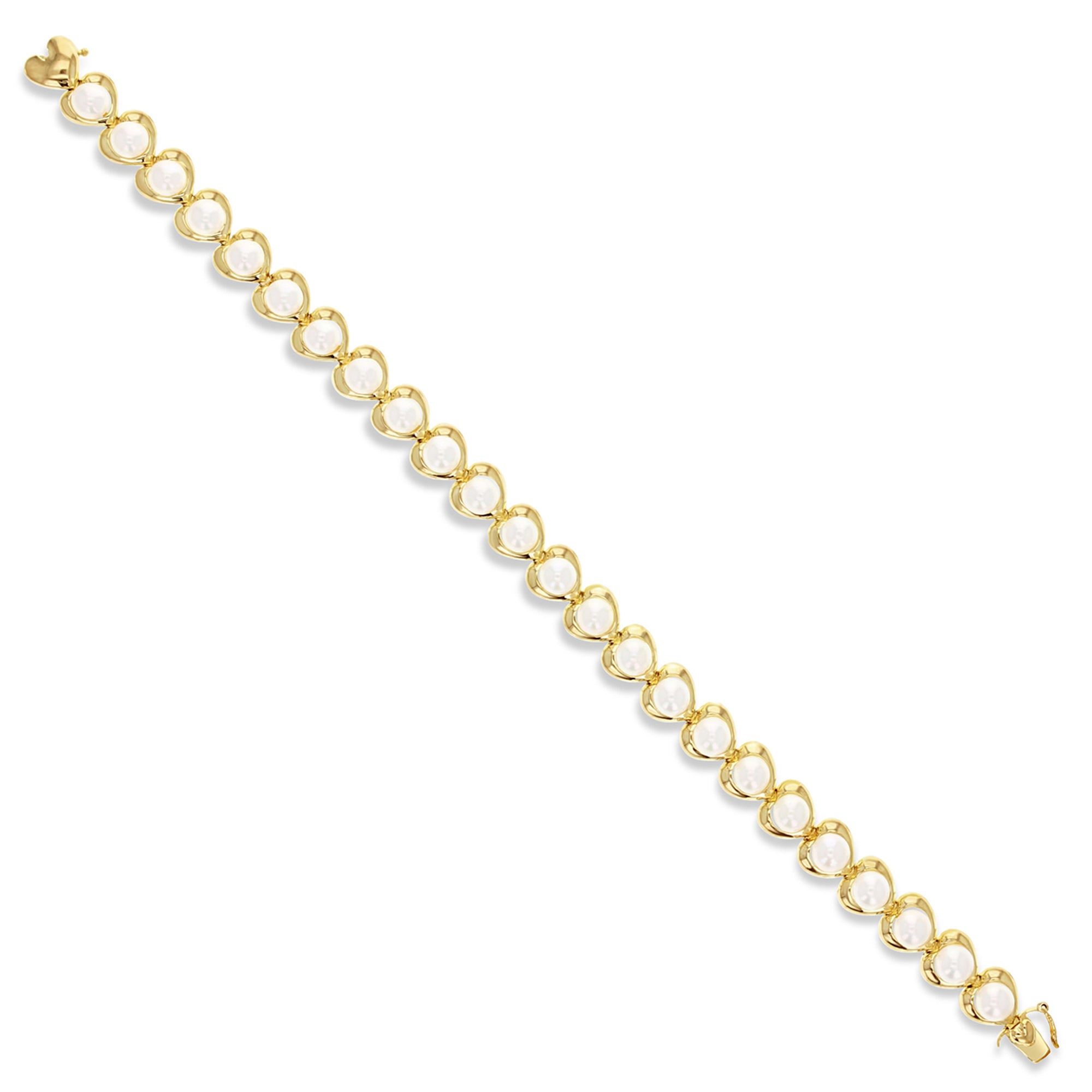 Elegant Cultured Pearl Heart-Shaped Tennis Bracelet for Women | Perfect for Weddings, Anniversaries & Romantic Gifts
