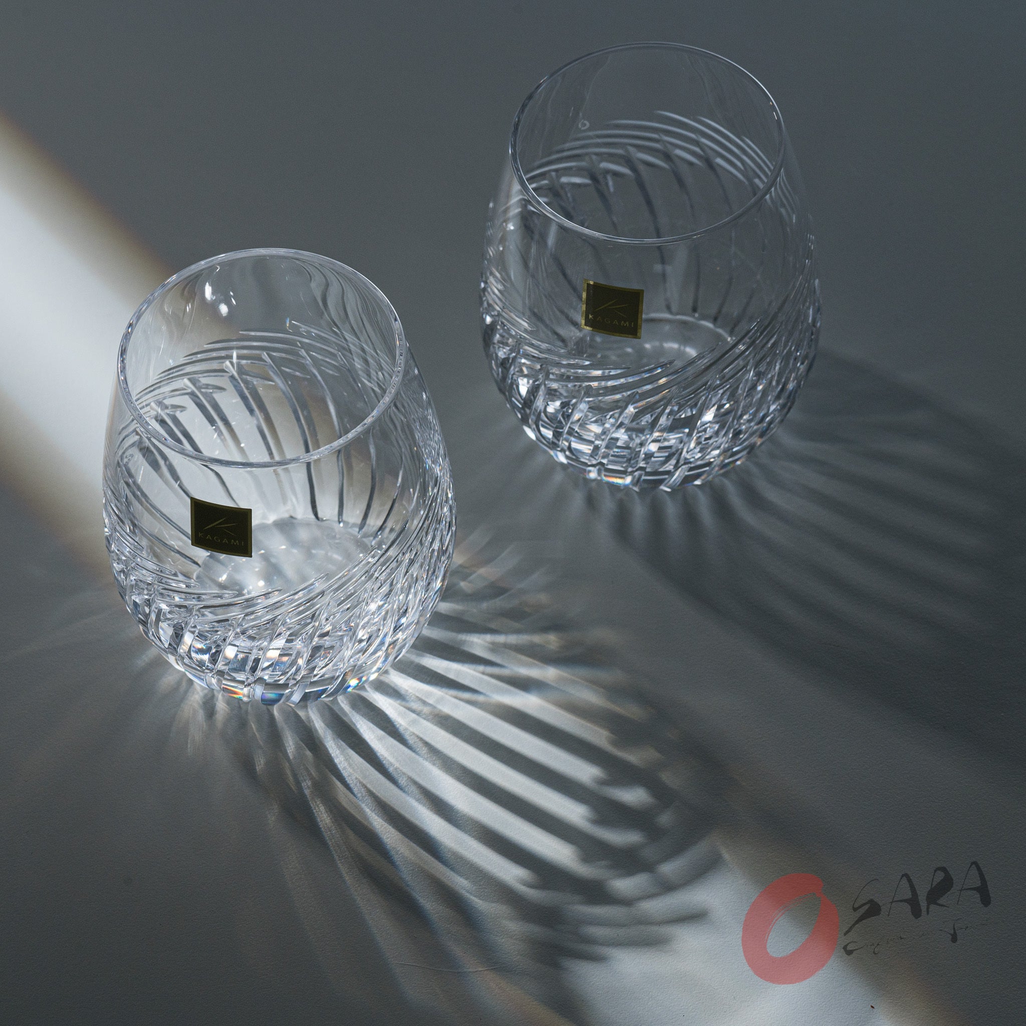 KAGAMI Handmade Japanese Crystal Whiskey Glasses Set of 2 - 250ml Elegant Barware for Cocktails, Scotch & Bourbon - Perfect for Home Bars, Gifts & Special Occasions