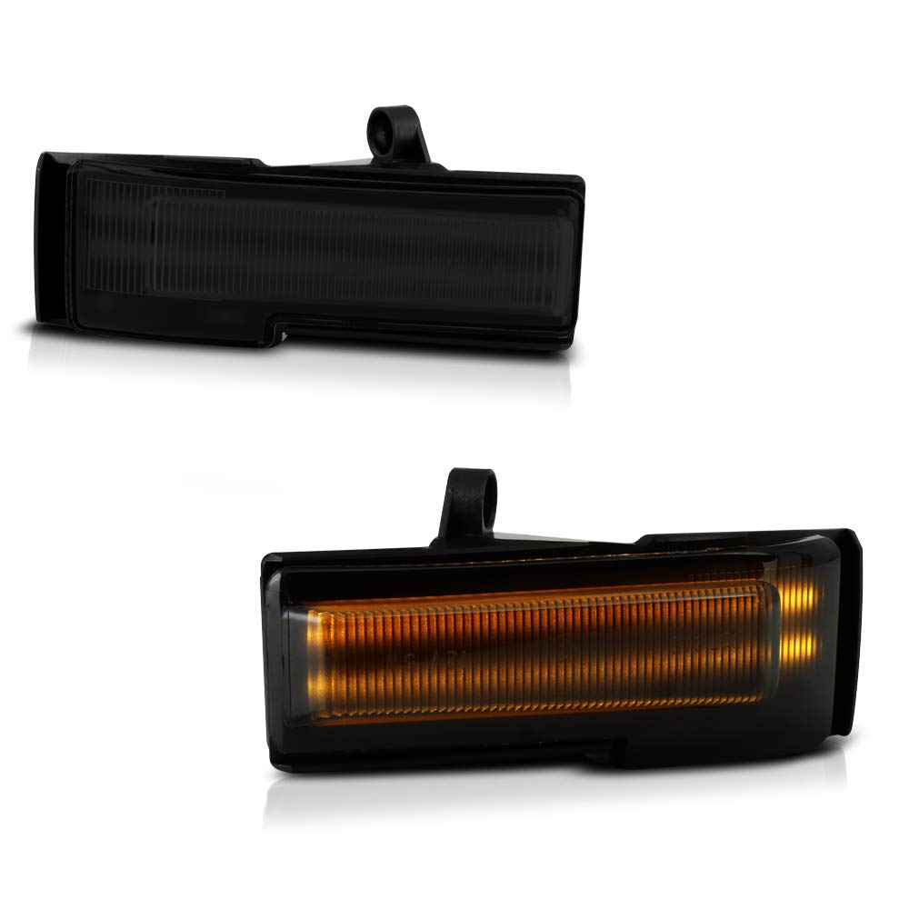 Smoked Lens Amber LED Sequential Turn Signal for 2015-2020 Ford F150 - Chrome Side Mirror Indicator Light Blinker Replacement (Driver & Passenger Side) - Perfect for Night Driving & Enhanced Safety