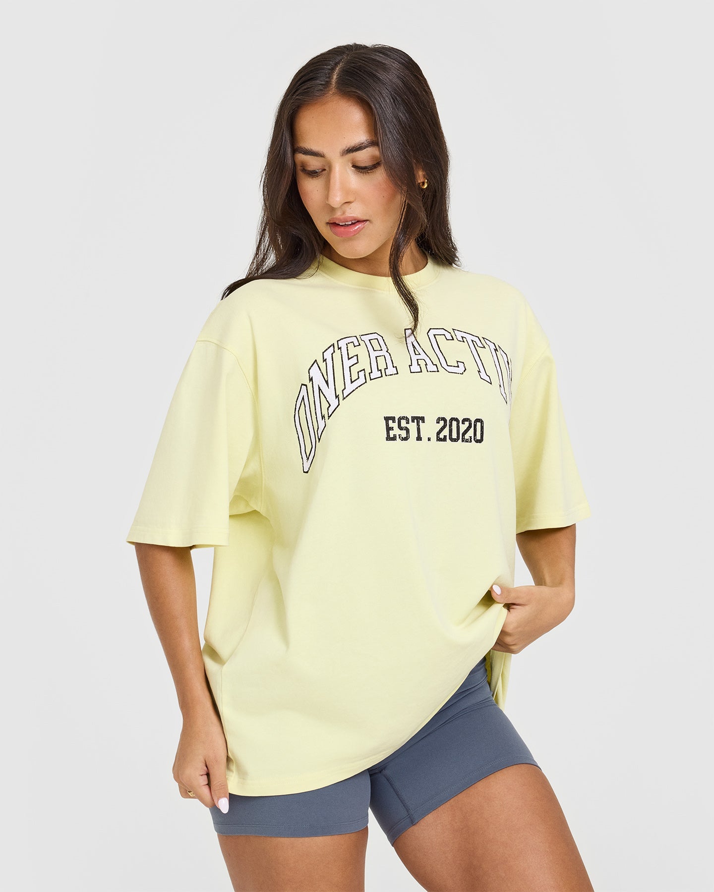 Oner Graphic Washed T-Shirt | Pastel Yellow Vintage Style Cotton Tee for Men & Women | Perfect for Casual Wear, Street Style & Summer Outfits