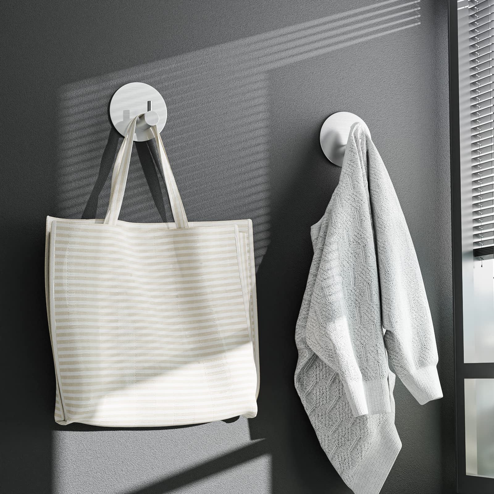 Aikzik 4-Pack Stainless Steel Self-Adhesive Wall Hooks - No Drill Towel Hanger for Bathroom & Kitchen - Strong Adhesive Hooks for Robes, Keys, Utensils & Home Organization