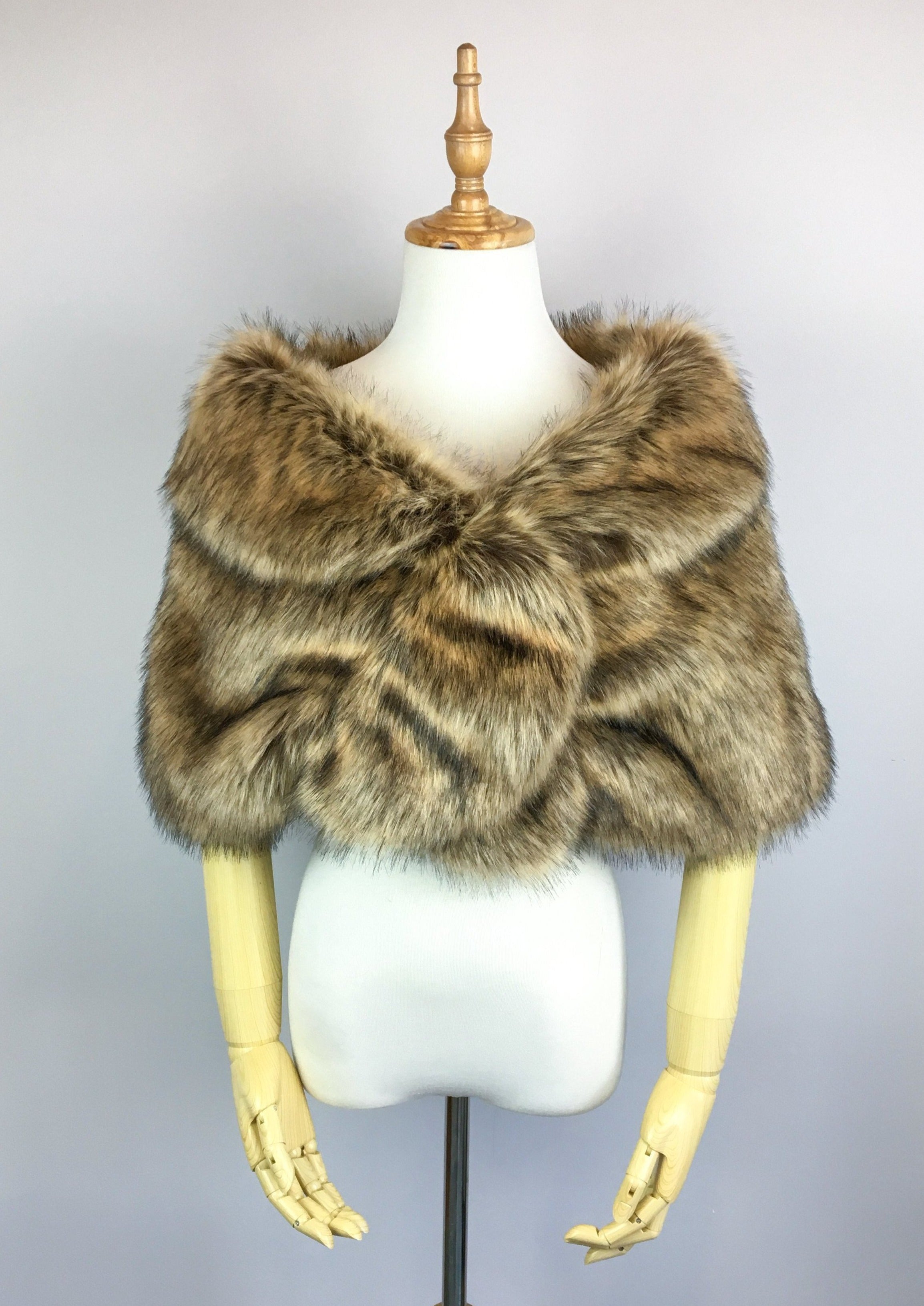Luxury Brown Fur Shawl Wrap - Blair Brw03 - Soft & Warm Winter Fashion Accessory for Women - Perfect for Evening Parties, Weddings & Cold Weather Outfits