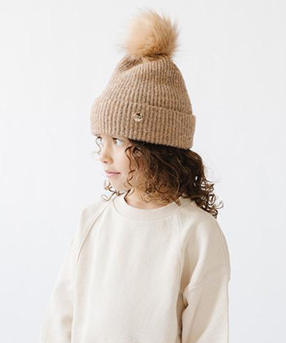 Milo Kids Pom Beanie - Soft Winter Hat for Boys & Girls - Warm Knit Beanie with Faux Fur Pom Pom - Perfect for Snow Play, Outdoor Activities & Cold Weather Fashion