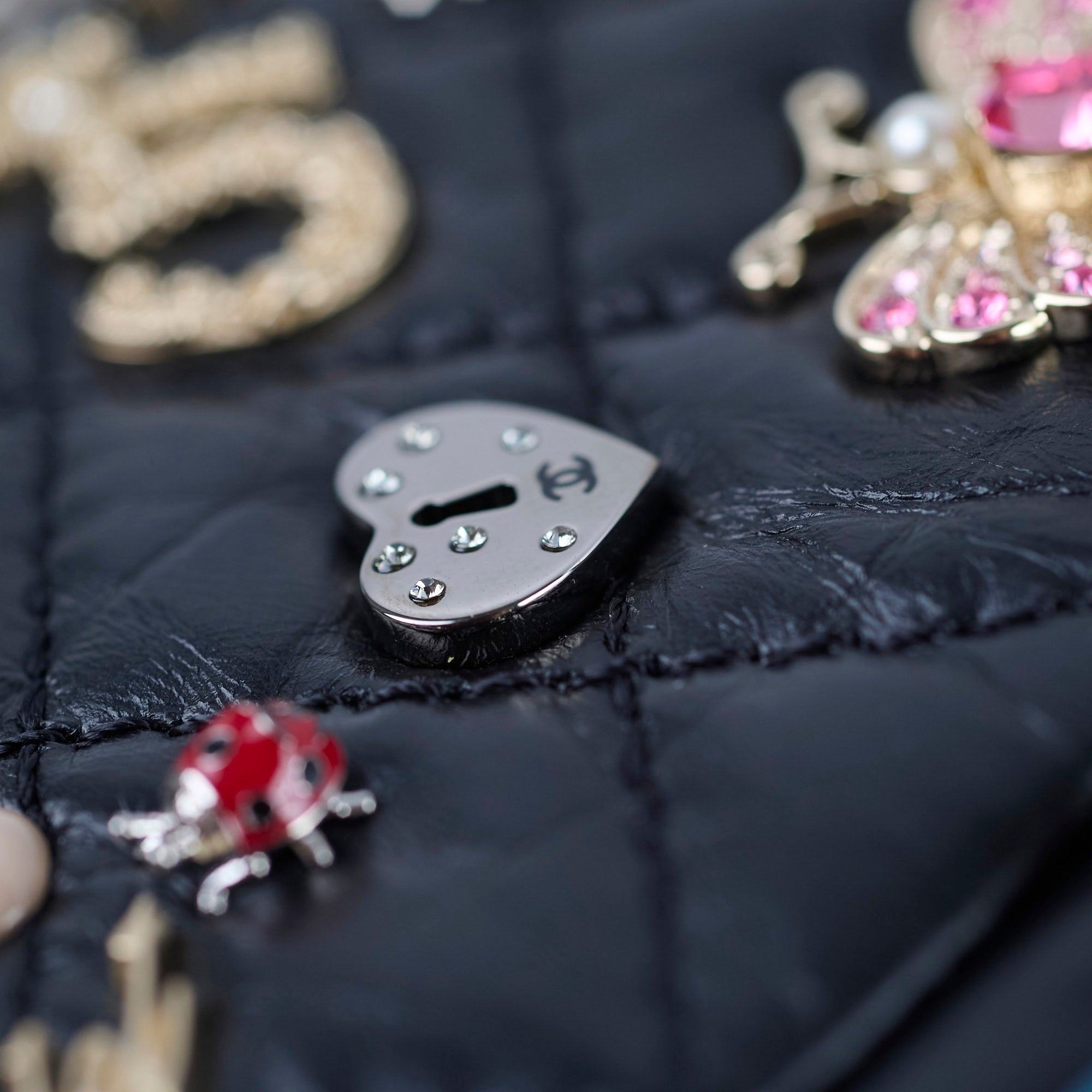 Chanel Reissue 2.55 Lucky Charms Small Black Leather Flap Bag 24 Series - Luxury Designer Handbag for Women, Perfect for Evening Events & Special Occasions