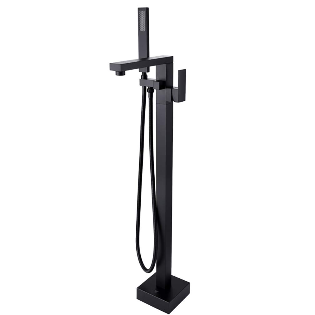 Luxury Black Floor Standing Shower Faucet - Classic Bathroom Shower System with Adjustable Rainfall Showerhead | Perfect for Modern Master Bathrooms & Spa-Like Showers