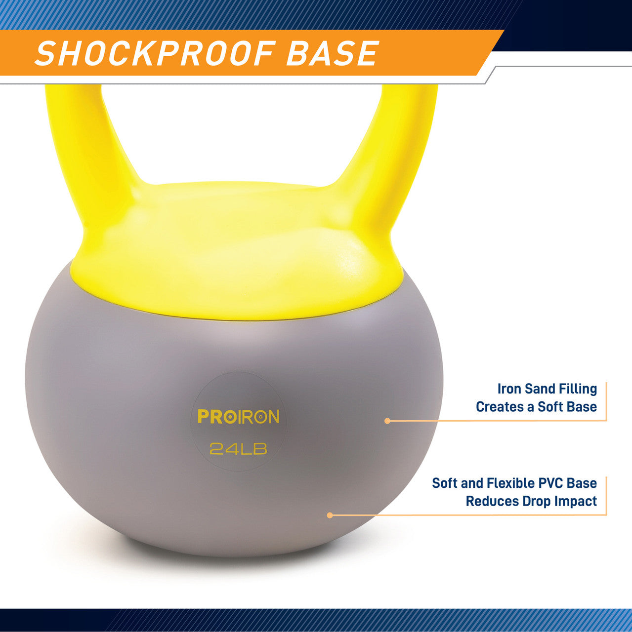24lbs Soft Kettlebell with Iron Sand Fill - Non-Slip Handle for Home Gym & CrossFit Training - Perfect for Strength Workouts, HIIT & Functional Fitness Exercises | ProIron HL24L