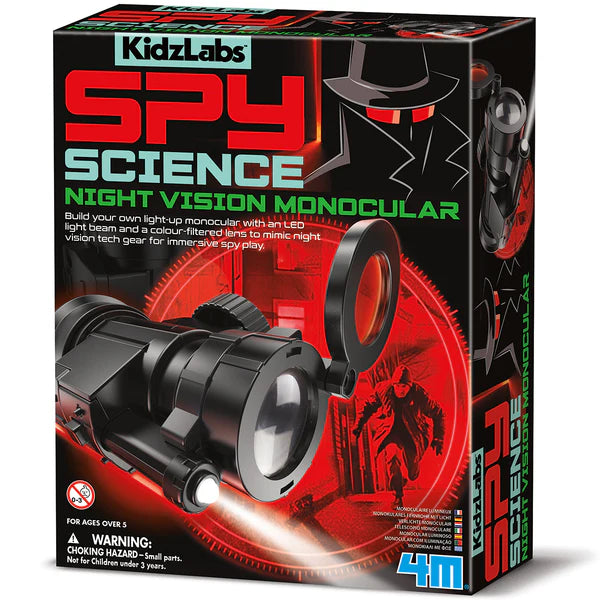 KidzLabs Spy Science Night Vision Monocular for Kids - Cool Spy Gear & Science Toy for Outdoor Adventures, Night Exploration & STEM Learning