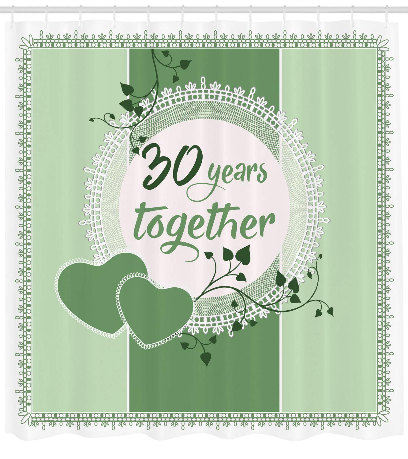 Ambesonne 30th Anniversary Shower Curtain - Green Monochrome Design, 69