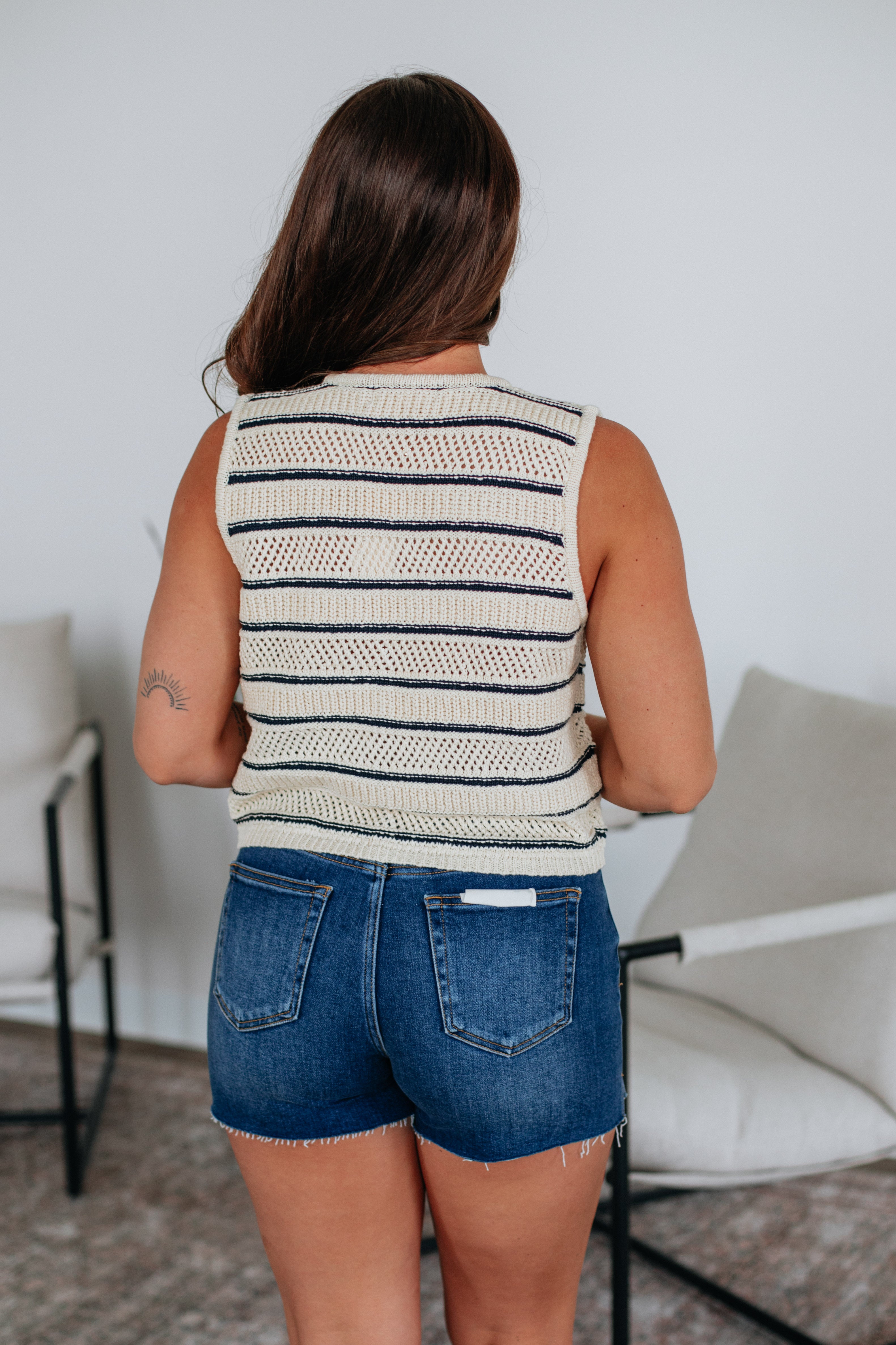 Azella Striped Knit Vest for Women - Lightweight Summer Cardigan - Perfect for Layering, Office Wear & Casual Outfits