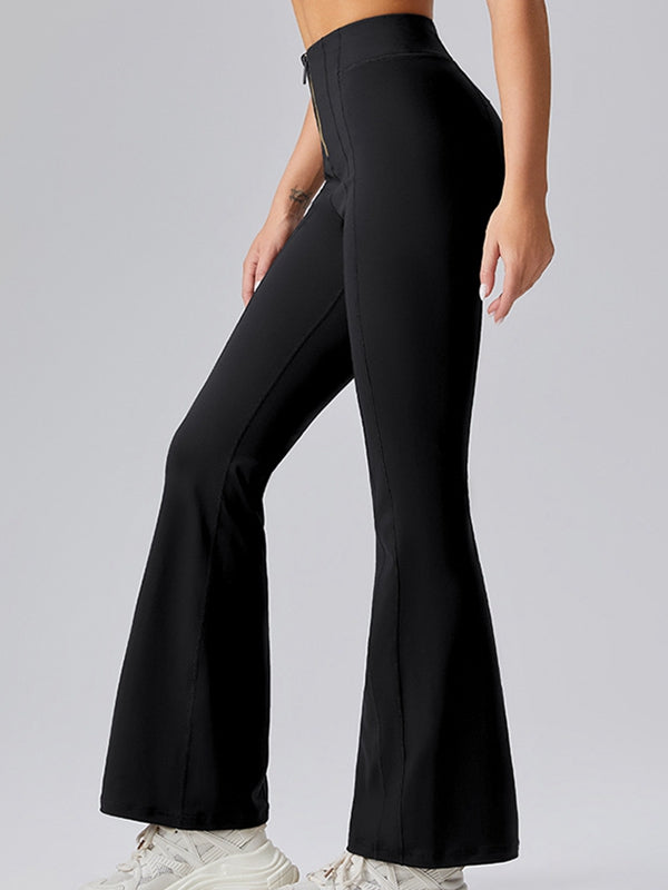 ZASUWA Women's Sexy High Waist Denim Zipper Flare Leggings - Stretchy Comfort Pants for Casual Wear, Night Out & Street Fashion