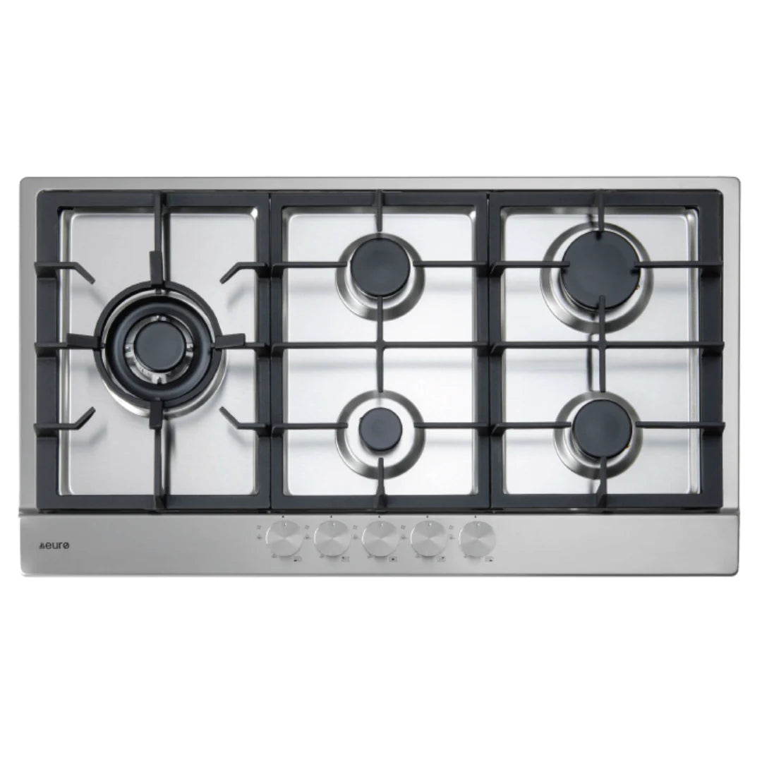 Brand New Euro Appliances 90cm Gas Stainless Steel Cooktop ECT900GX3 - 3 Year Warranty | Professional Kitchen Stove for Home Cooking & Restaurant Use