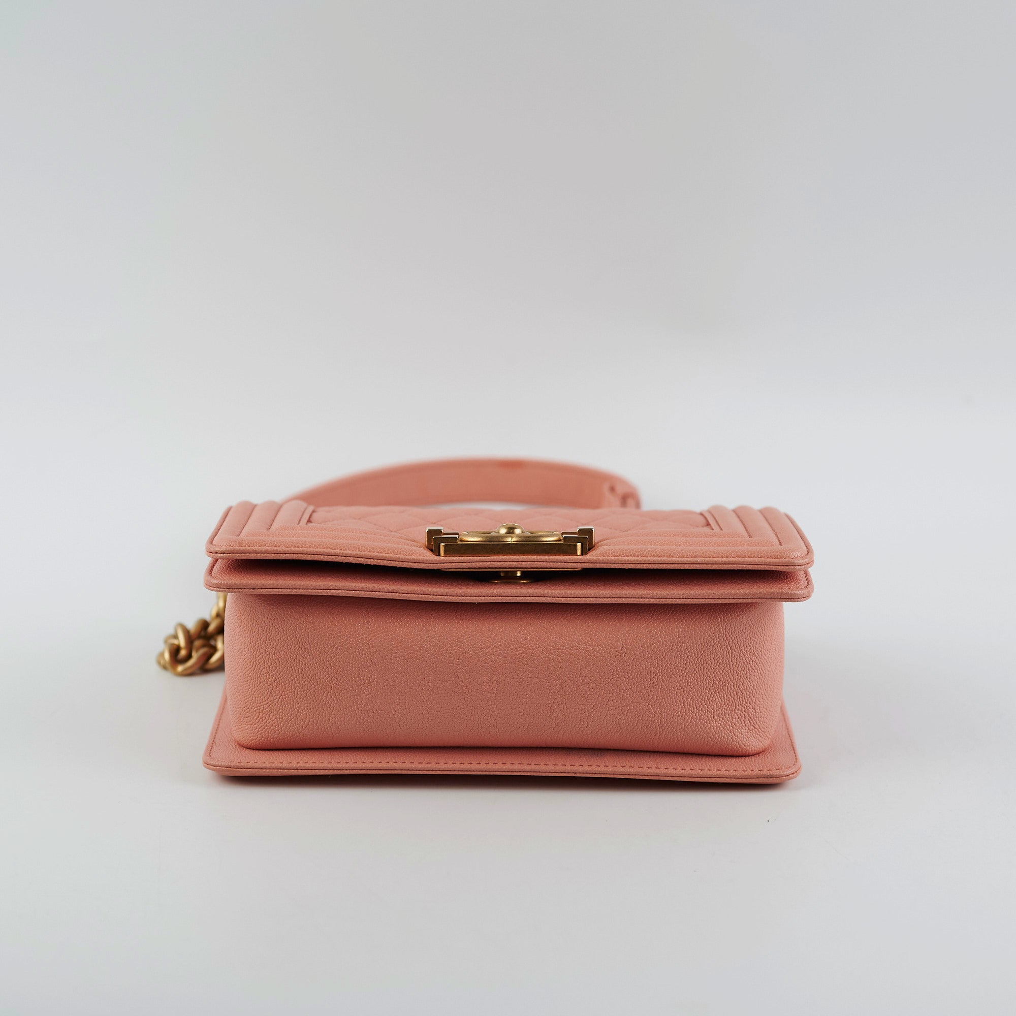 Chanel Small Boy Bag in Caviar Leather Coral Pink - Luxury Crossbody Bag for Women, Perfect for Parties & Date Nights