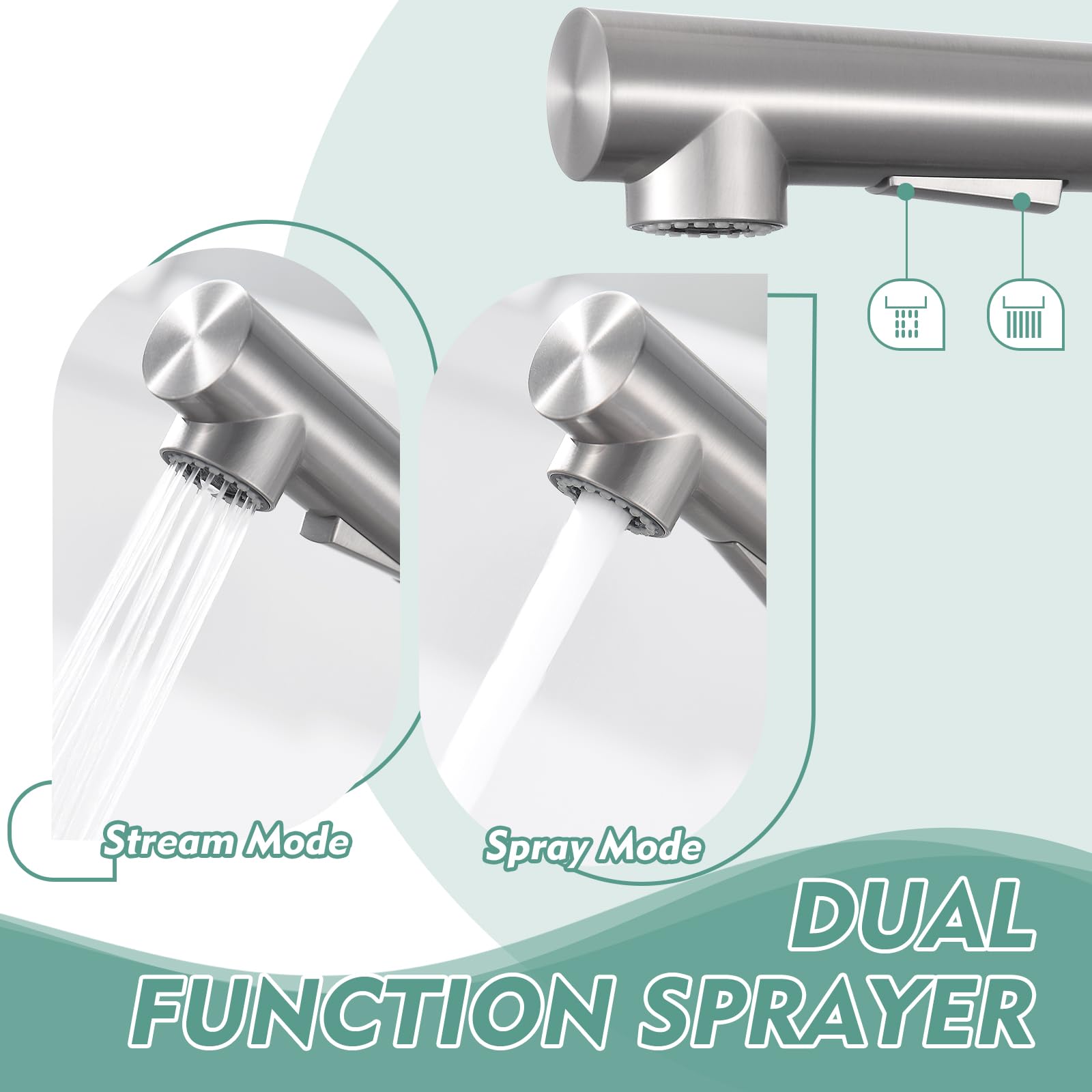 Premium Stainless Steel Pull Down Kitchen Faucet with Magnetic Docking Sprayer - Brushed Nickel RV & Commercial Bar Sink Faucet - Ideal for Home Kitchens, Restaurants, and RV Use