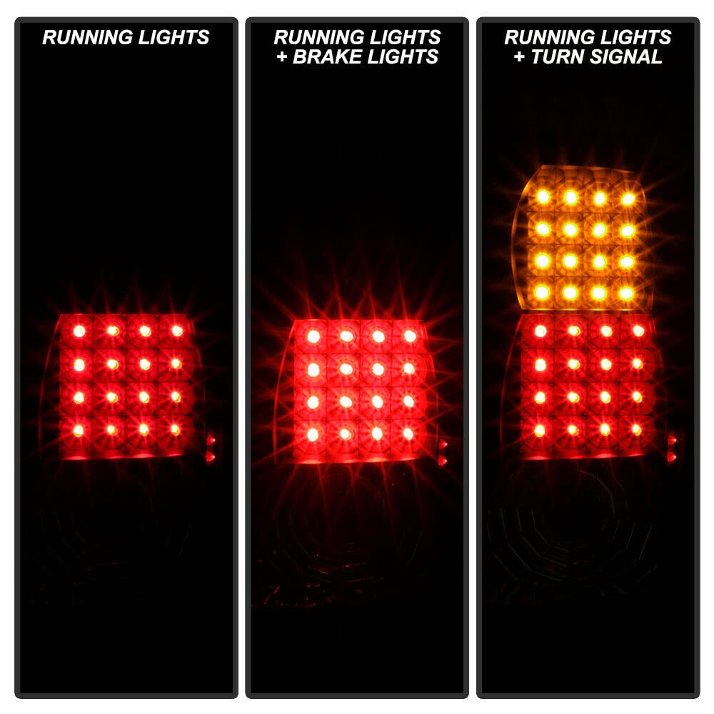Jdragon LED Tail Lights Compatible with Jeep Grand Cherokee 1999-2004 - Black Rear Left & Right Brake Light Set | Upgrade Your Off-Road Vehicle Lighting for Night Driving & Adventure