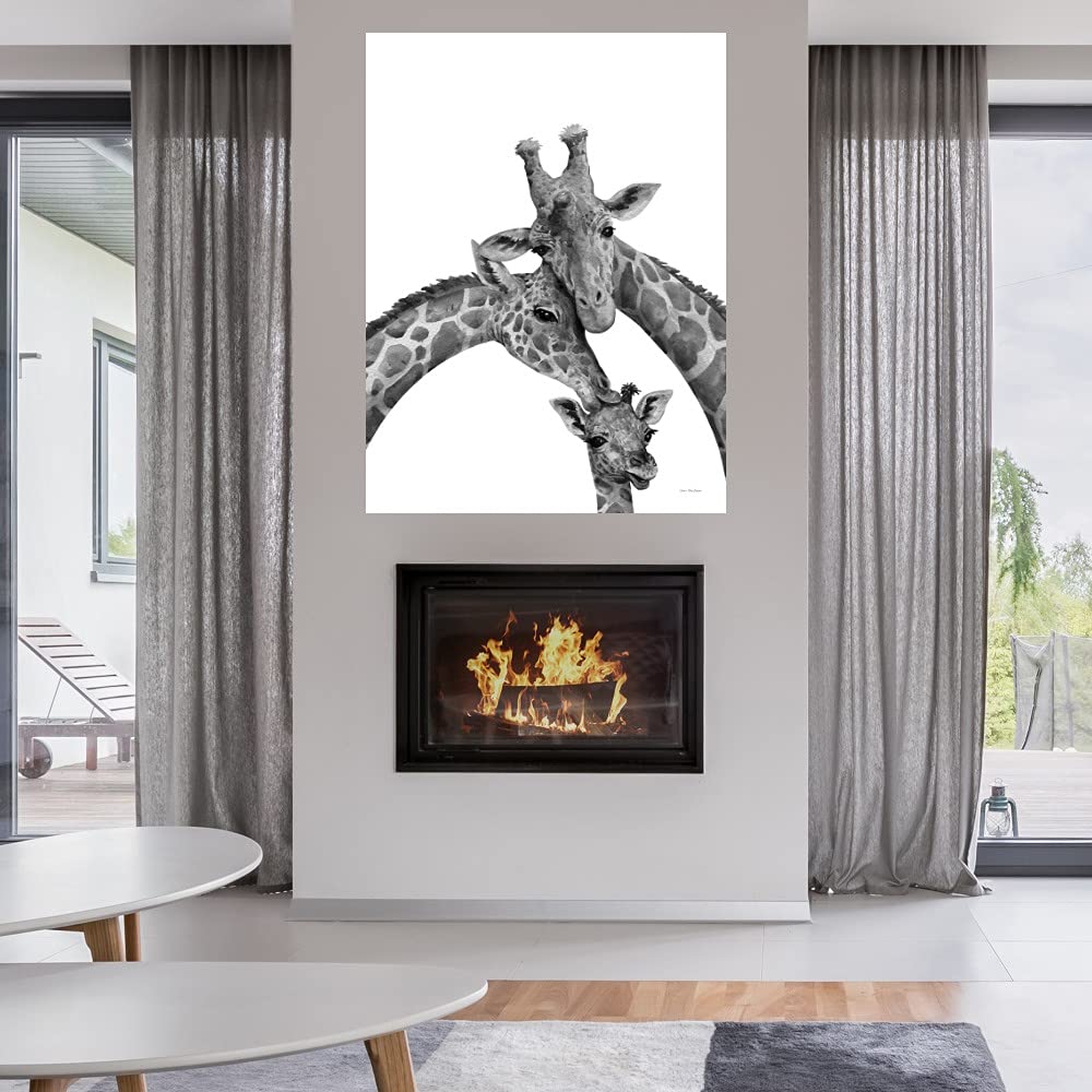 Giraffe Family Canvas Wall Art - Hand Painted Fine Art Print by Seven Trees Design - Modern Home Decor for Living Room, Bedroom, Office - Ready to Hang 24x32 Inches - Perfect for Nursery, Dining Area & Gift Giving