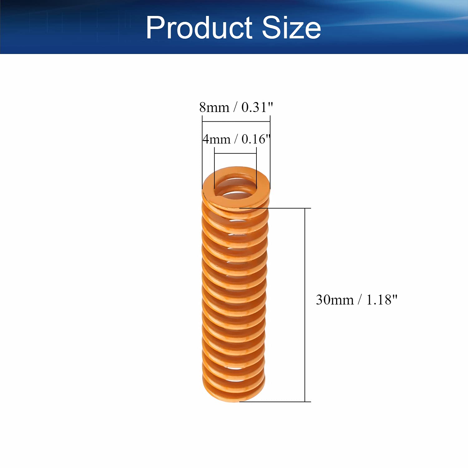 Heyiarbeit 10PCS 8mm OD 4mm ID 30mm Long Yellow Spring Steel Spiral Stamping Die Springs - Light Load Compression Mould for 3D Printers, CNC Machines, and Industrial Stamping Equipment