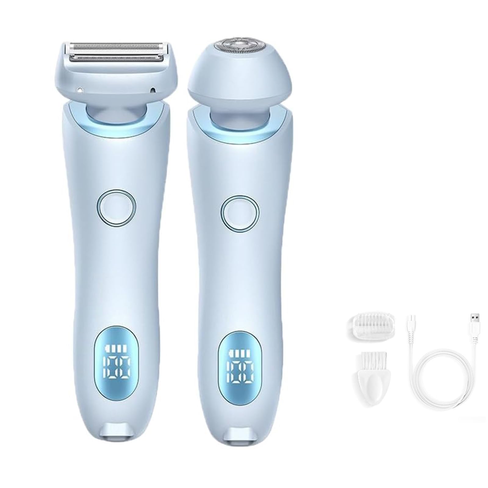 SilkGlide Pro Women's Bikini Trimmer & Epilator - Painless Hair Removal for Sensitive Skin, Wet & Dry Electric Shaver, 2-in-1 Design (Blue) - Perfect for At-Home Grooming, Travel & Quick Touch-Ups