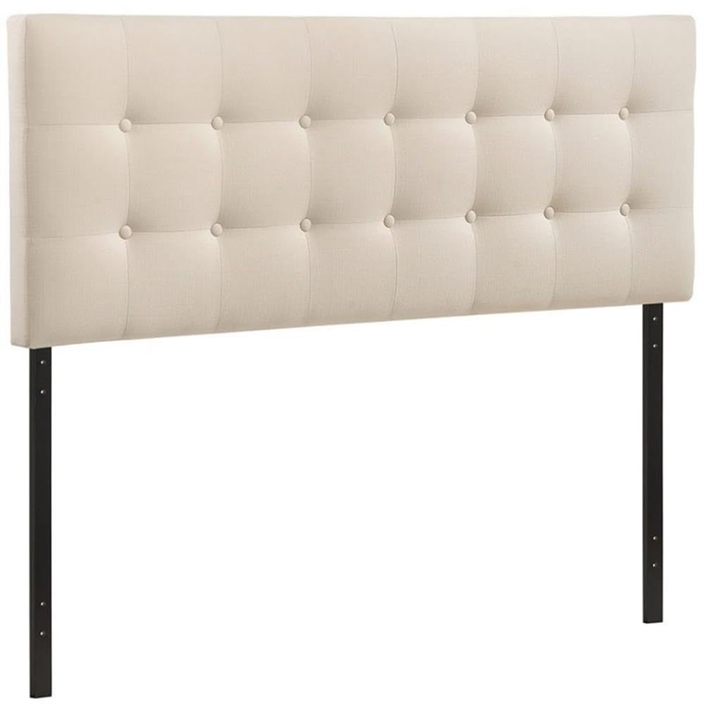Roseberry Kids Modern Fabric Upholstered Queen Panel Headboard in Ivory - Soft & Durable Bed Frame Headboard for Girls' & Boys' Bedrooms, Nursery Decor, Kids Room Makeover