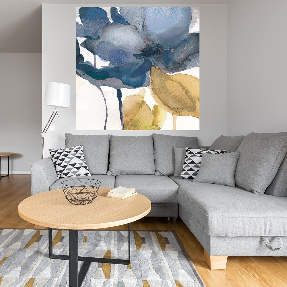 Botanical Wall Art Canvas - Blue Note II Plant Pictures for Bathroom & Bedroom Decor | 22x22 Inch Floral Canvas Artwork by Carol Robinson | Perfect for Home, Office & Spa Decor