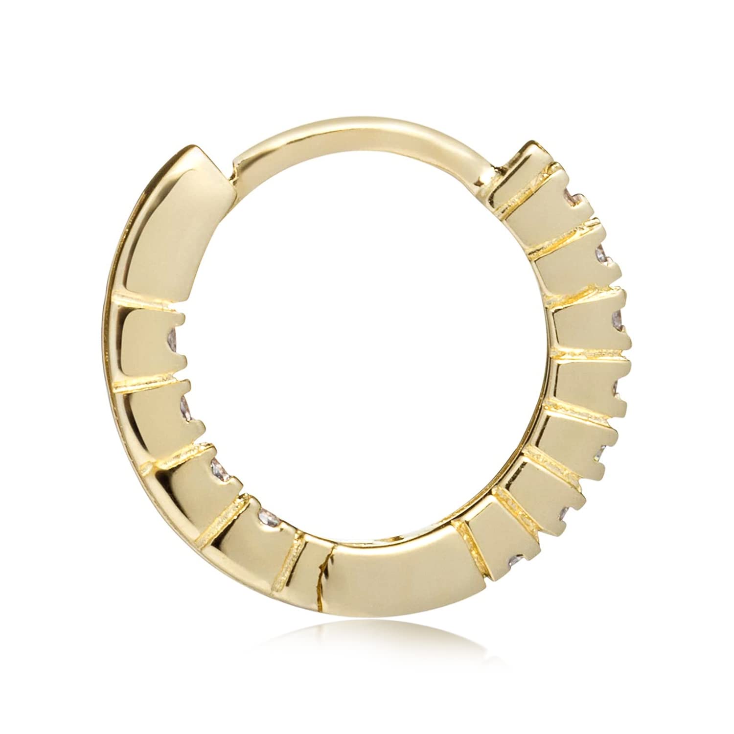 14K Solid Gold Huggie Hoop Earrings with Cubic Zirconia - Round Cut Design | Pave or 3-Stone Setting Options | Gift Box Included | Perfect for Everyday Wear, Date Nights & Special Occasions