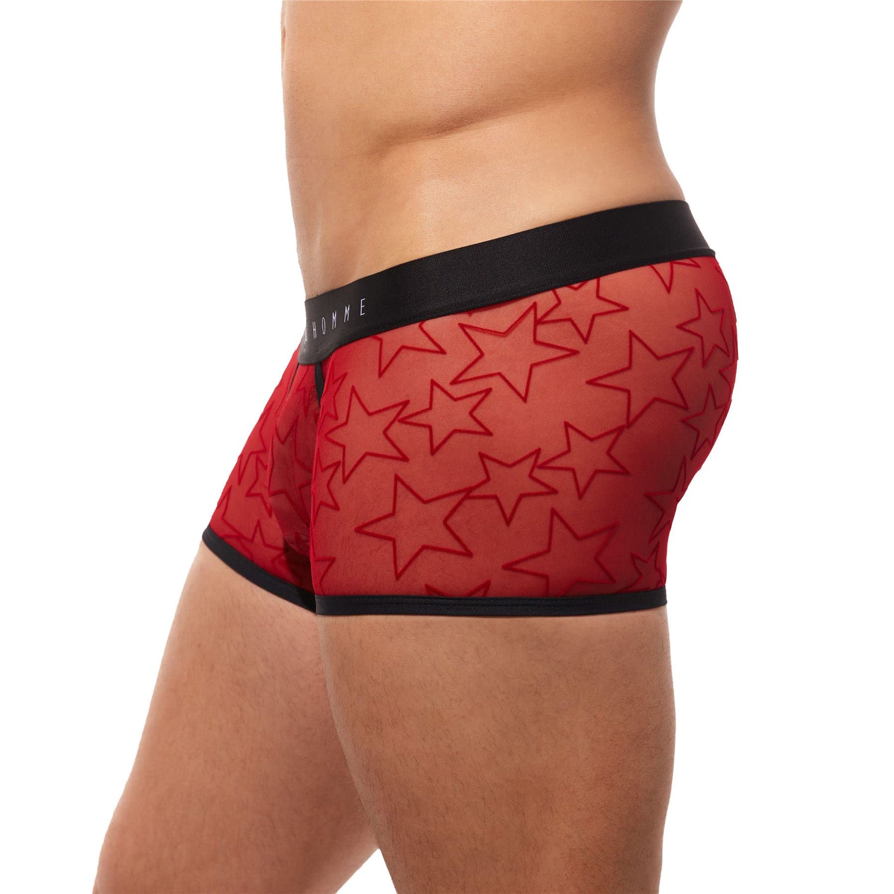 Men's Red Starr Boxer Briefs - Soft Cotton Underwear for Comfort & Support - Perfect for Workout, Lounge & Everyday Wear