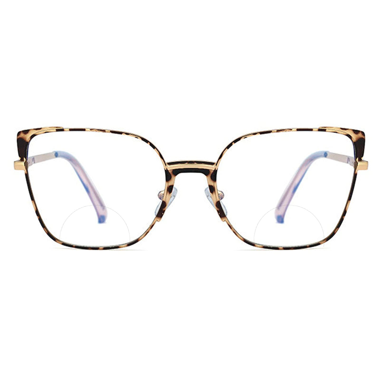 Blue Light Blocking Reading Glasses for Women - Stylish Oversize Cat Eye Bifocal Computer Glasses with Case - Perfect for Office Work, Screen Time & Fashion Accessories