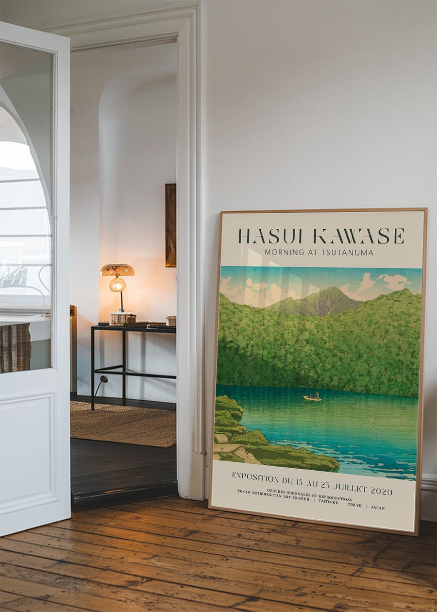 Hasui Kawase Morning at Tsutanuma Art Print - Japanese Woodblock Exhibition Poster - Vintage Ukiyo-e Style Wall Decor for Home, Office & Gallery Display