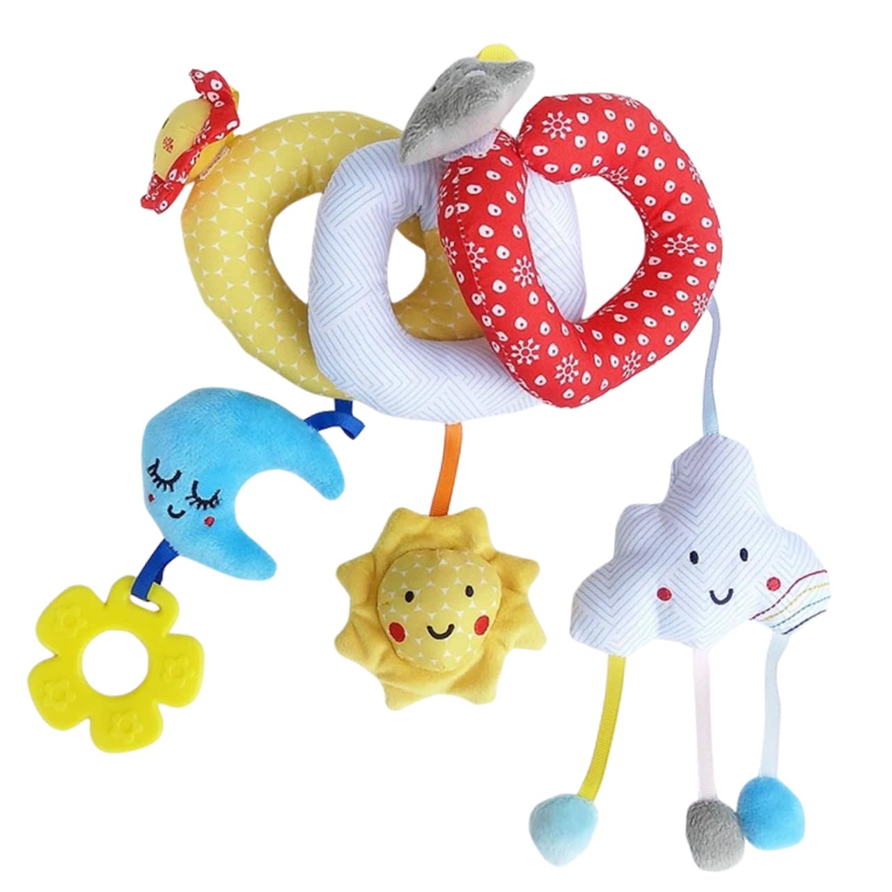 Wakauto 5 Sets Baby Stroller Pendant - Soft Fabric Car Seat Rattles Toys for Push Cars & Mobiles | Perfect for Newborns, Infants & Toddlers to Play & Develop Motor Skills During Stroller Rides & Car Trips
