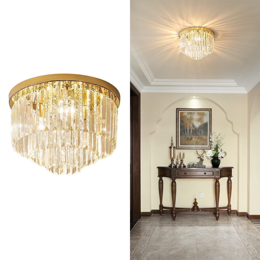 Modern French Gold Crystal Chandelier Ceiling Light - 16