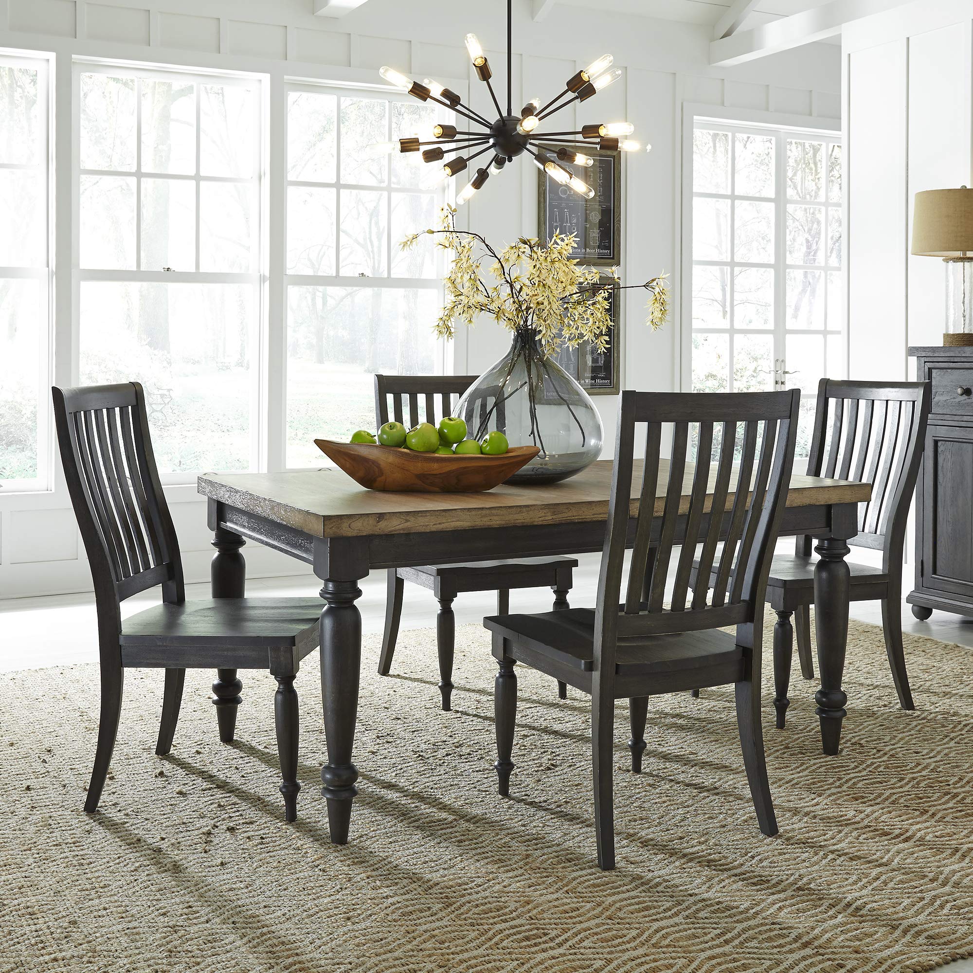 Liberty Furniture Industries Harvest Home Dining Chairs (Set of 2) - Black - Modern Farmhouse Style for Kitchen, Dining Room & Breakfast Nook