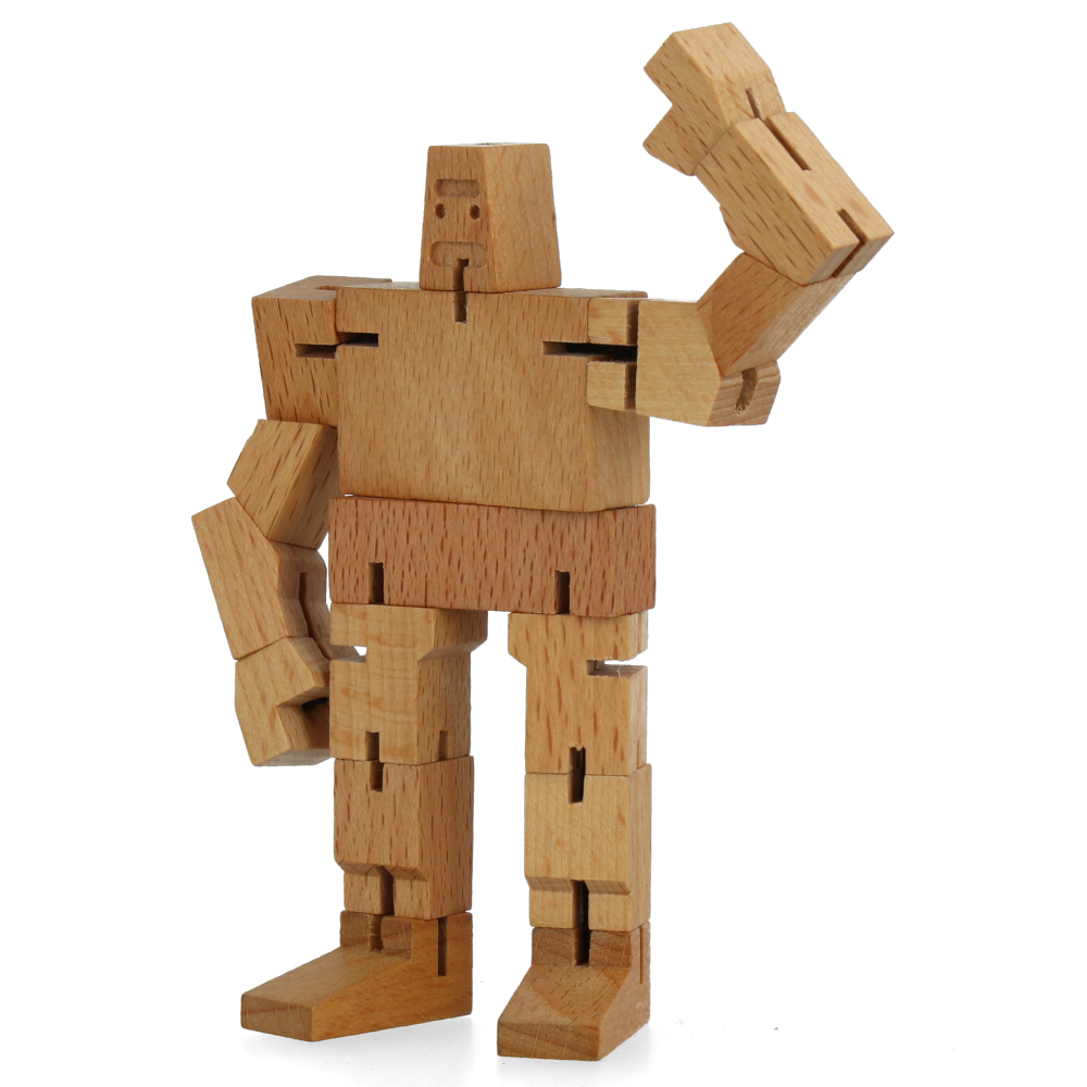 Cubebot Micro Guthrie Natural Wooden Puzzle Toy - Perfect for Kids, Adults, and Office Desk Decor | STEM Educational Gift & Stress Relief Fidget Toy
