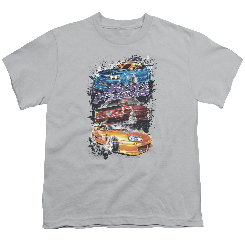 Fast and Furious Smokin' Street Cars Unisex Youth T-Shirt for Boys & Girls - Cool Graphic Tee for Movie Fans, Casual Wear & Gifts