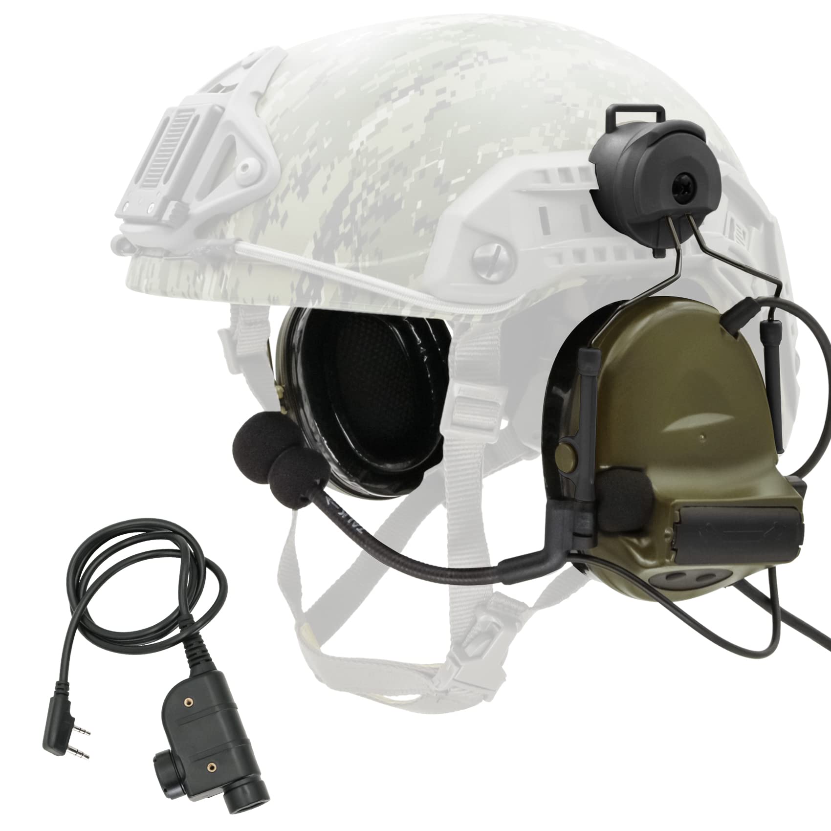 COMTA 2 Helmet-Compatible Tactical Headset with U94 PTT 2pin Connector - Noise Cancelling Military Headphones for Airsoft, Hunting & Shooting - Perfect for Tactical Training, Outdoor Adventures & Combat Simulation