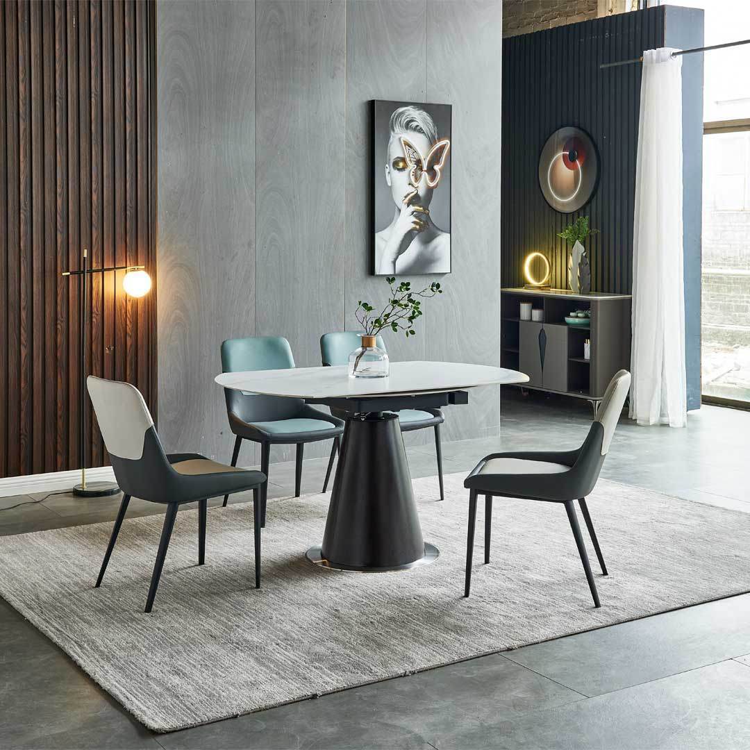 Frederica Modern Sintered Stone Extendable Dining Table - 6 to 10 Seater, Scratch & Heat Resistant - Perfect for Family Gatherings & Dinner Parties
