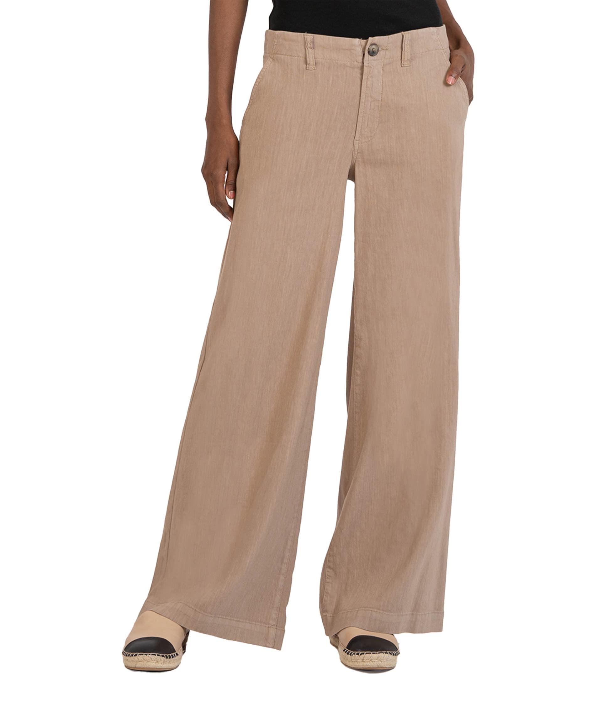 KUT from the Kloth Women's Meg High Waisted Linen Wide Leg Pants - Comfortable & Breathable Summer Casual Pants for Work, Travel & Everyday Wear