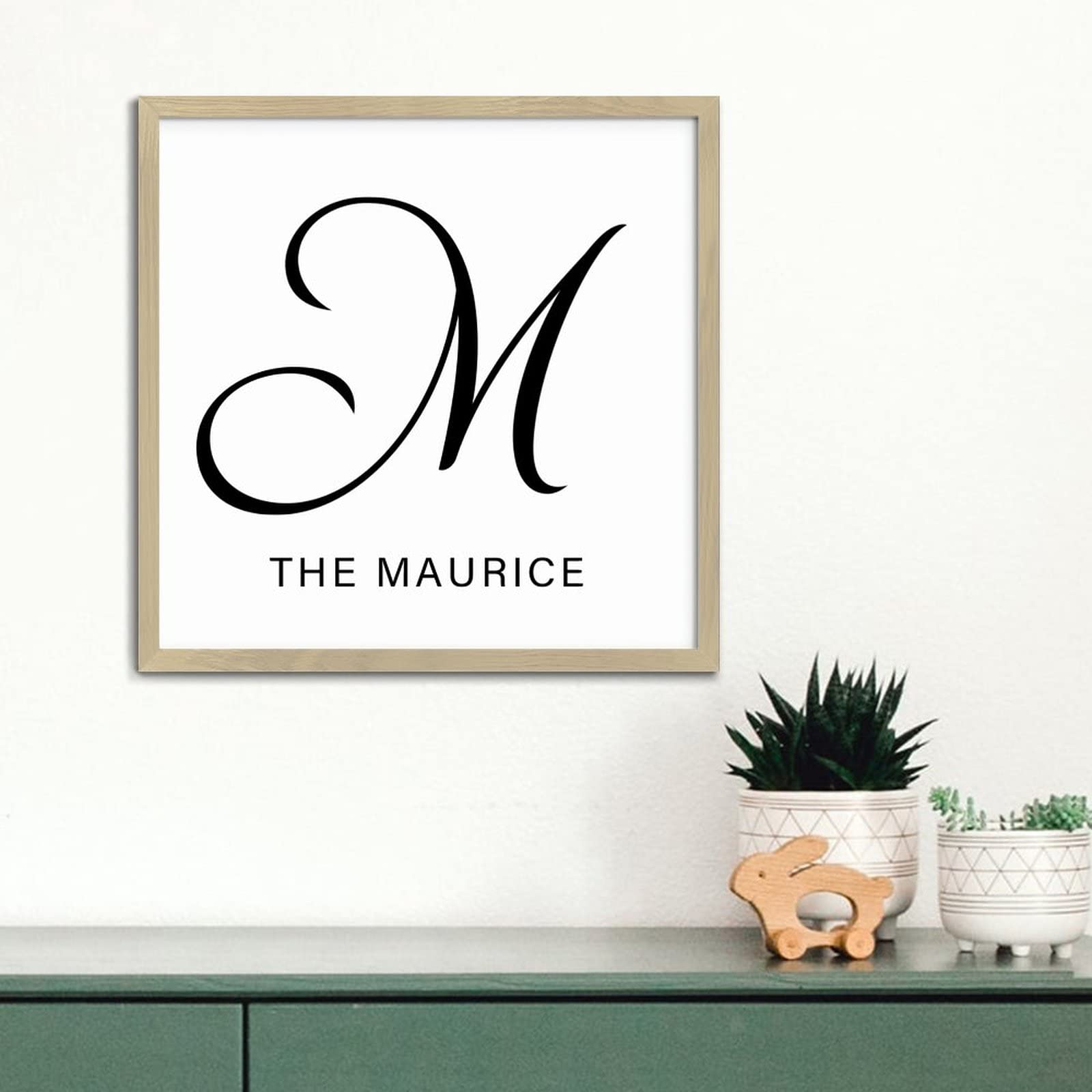 Personalized Letter M Rustic Wooden Wall Sign - Custom Monogram Initial, Modern Farmhouse Decor for Living Room & Bedroom - 12x12 Inch Rustic Wood Frame - Perfect Above Bed Decor & Wedding Gift Idea