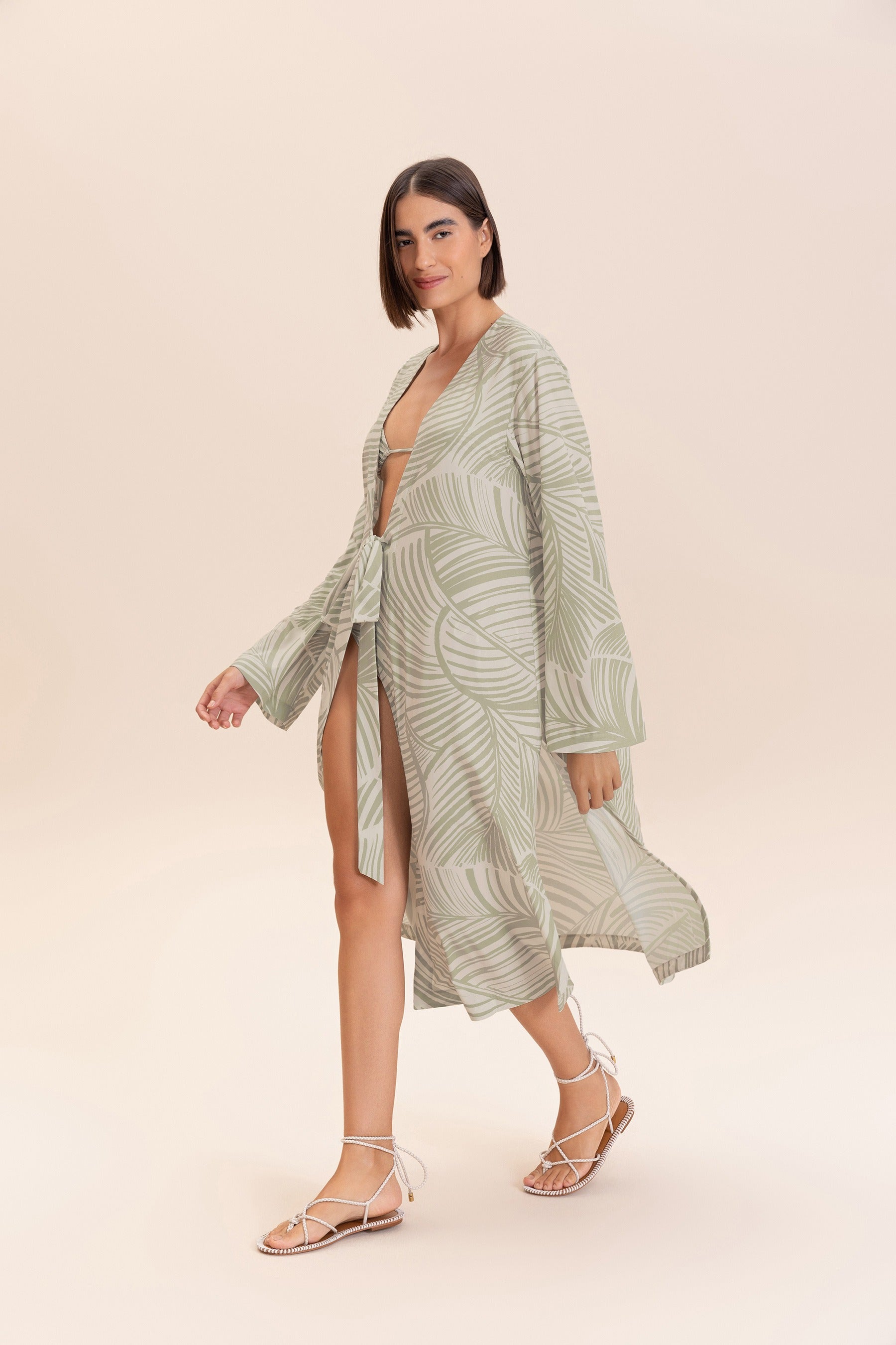 Maxi Forest Kimono Cover Up - Lightweight Floral Beach Dress for Women, Boho Summer Swimwear Cover, Perfect for Pool, Beach, and Vacation