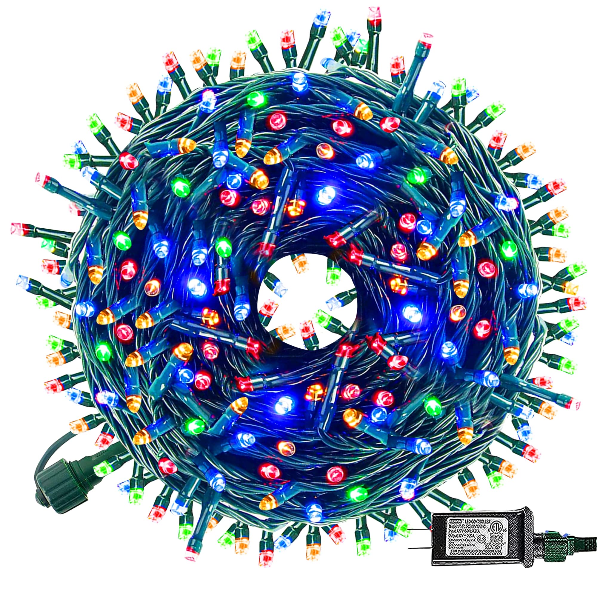 Dazzle Bright 240 LED 85FT Christmas Lights - Connectable Waterproof Outdoor String Lights with Green Wire & 8 Lighting Modes | Multi-Colored Holiday Decor for Indoor, Outdoor, Xmas Party, Yard, Garden, Tree & House Decoration