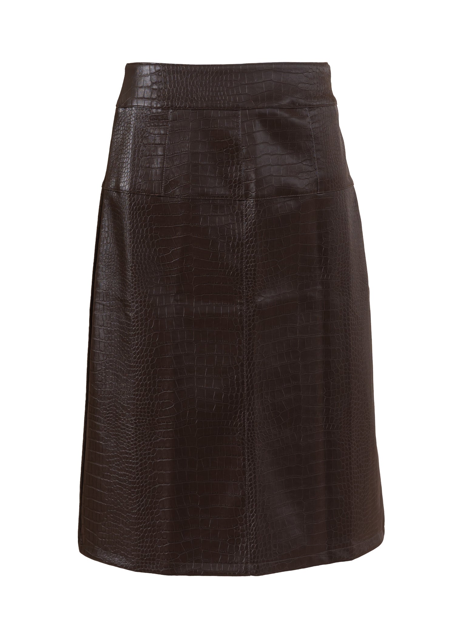 Brown Snake Skin Leather Skirt for Women - High Waist Faux Leather Pencil Skirt - Fashionable & Stylish for Party, Night Out, and Office Wear