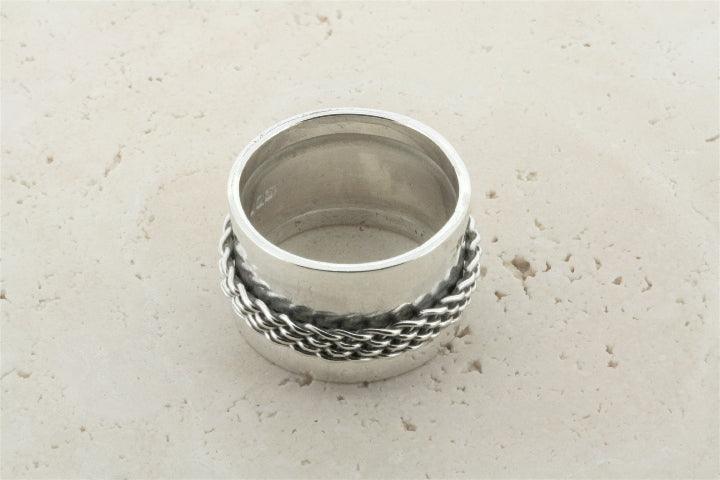 Concave Band Woven Spinner Ring for Men & Women - Unique Handcrafted Jewelry for Everyday Wear & Gifting