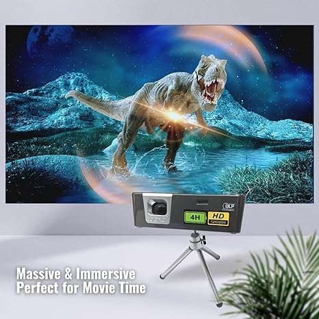 AAXA P6X 1000 Lumen Portable Mini Projector with Foldable Solar Panel Charger | DLP 1080p Support | 30,000 Hours LED Life | HDMI/USB-C/USB/microSD | 4-Hour Battery | Wireless WiFi/BT Mirroring | Perfect for Outdoor Movies, Camping & Home Theater