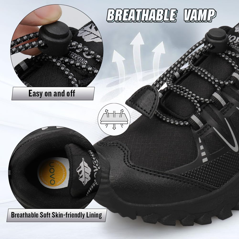 **UOVO Waterproof Hiking & Running Shoes for Kids - Non-Slip Lightweight Outdoor Sneakers for Boys & Girls - Perfect for Hiking, Tennis & Daily Play**