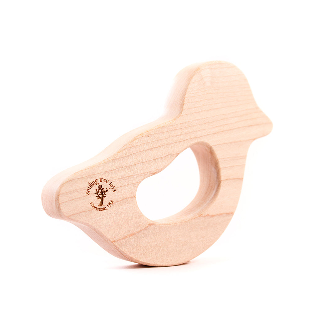 Natural Wooden Teether for Babies - Safe & Non-Toxic Love Bird Design - Perfect for Soothing Sore Gums During Teething | Ideal Baby Shower Gift & Infant Chewing Toy