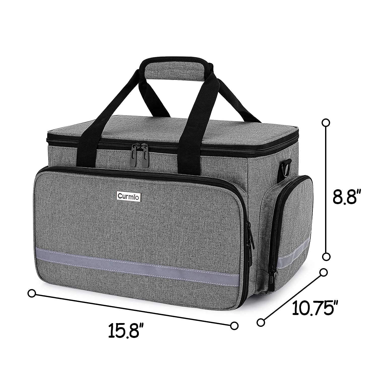 CURMIO Nurse Bag with Inner Divider & Padded Laptop Sleeve - Medical Organizer for Home Visits, Healthcare, Hospice - Gray | Perfect for Doctors, Nurses & Caregivers on the Go