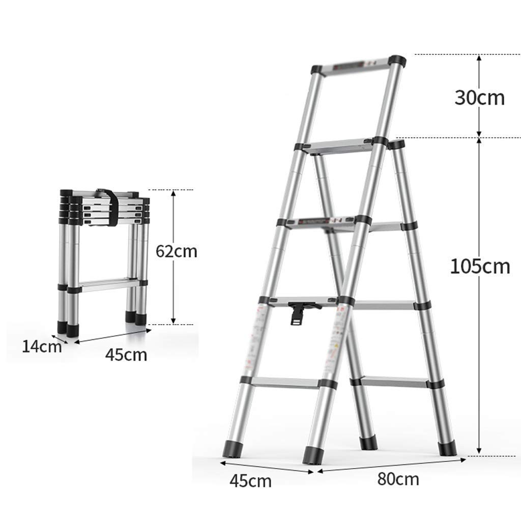 Foldable Aluminum Step Stool with Handgrip - 4-Tier Portable Ladder for Home & Office Use | Multi-Purpose Stepladder for Adults | Perfect for Kitchen, Garage, and DIY Projects