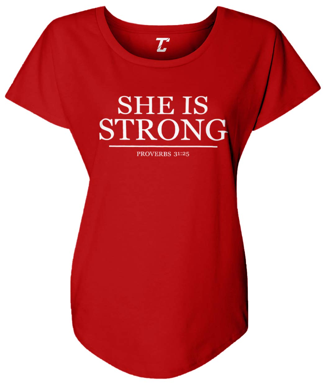 She is Strong - Motivational Workout Gym T-Shirt for Women | Comfortable Dolman Sleeve Design | Perfect for Fitness, Yoga & Gym Training