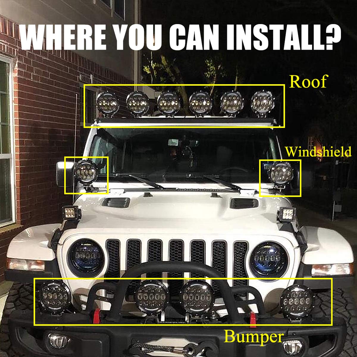 AUDEXEN 7 Inch Black LED Headlight & Round Work Lights for Trucks, ATVs, UTVs, Off-Road Vehicles - Waterproof, Durable, High Brightness for Night Driving, Camping, Hunting, and Outdoor Adventures