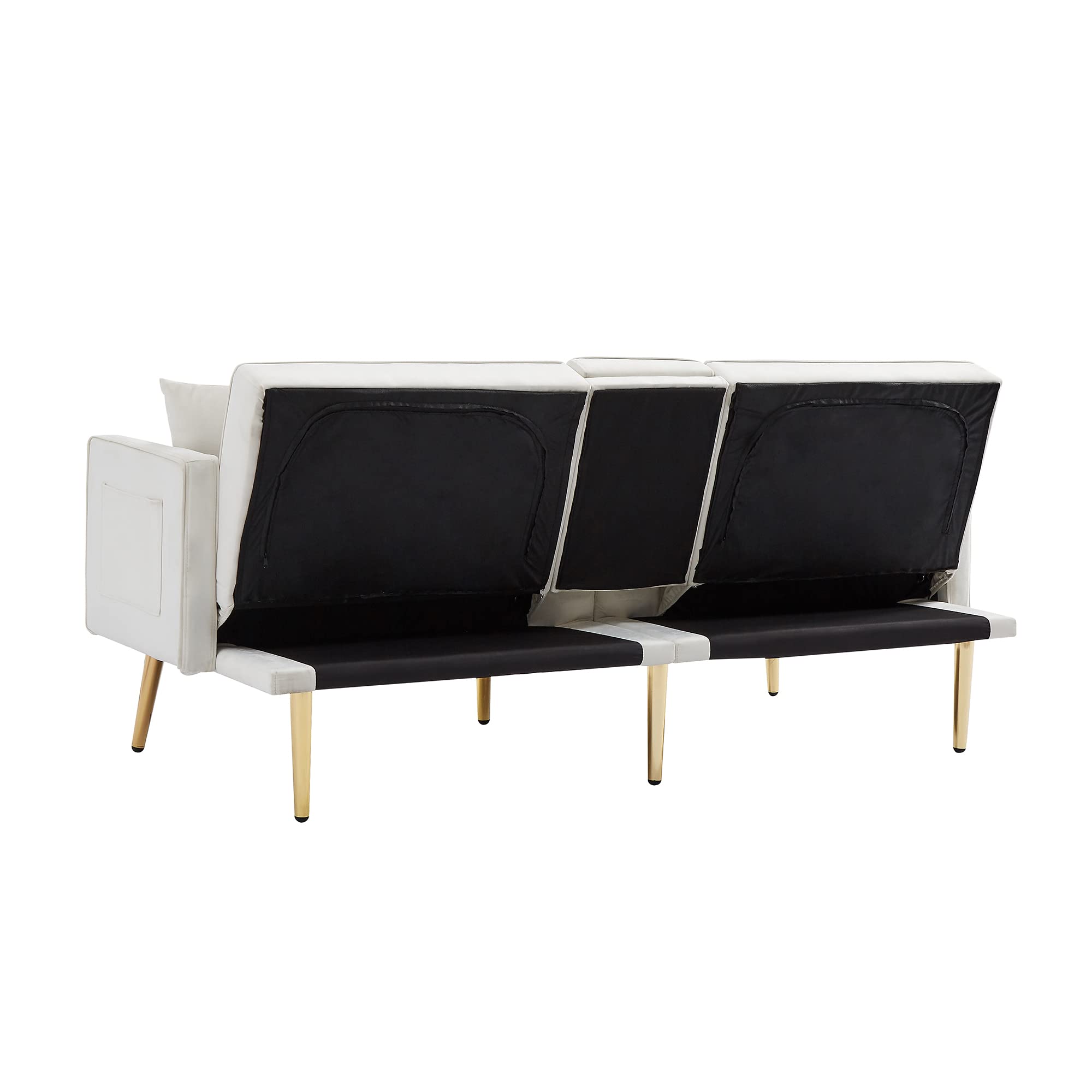 69'' Modern Velvet Convertible Sofa Bed - Adjustable Recliner Sleeper Couch with 2 Cup Holders | Foldable Futon for Small Spaces & Guest Rooms | Perfect for Apartments, Living Rooms & Home Offices