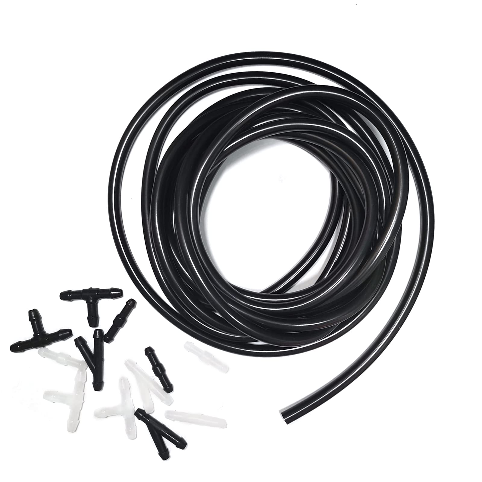 Universal Car Windshield Washer Hose Kit - 4M Tube with 12 Connectors for Windshield Wiper Fluid Replacement & Repair