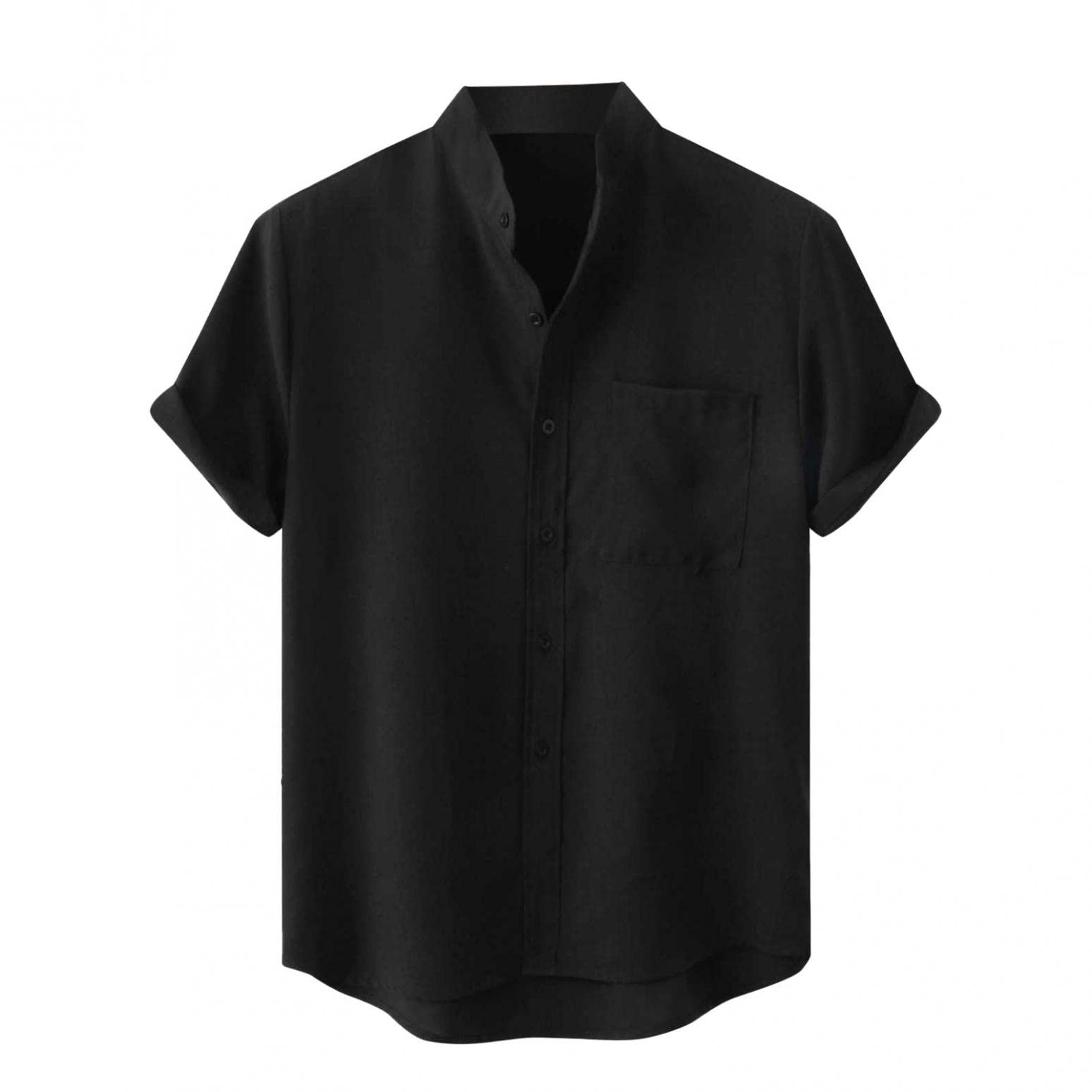 Men's White Button Down Shirt - 100% Cotton Linen Short Sleeve Dress Shirt for Men | Casual & Business Wear | Perfect for Office, Date Night & Summer Outings